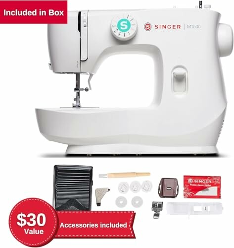 Singer sewing machine with included accessories.